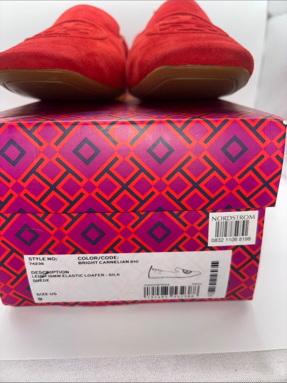 Tory Burch Red Suede Logo Loafers - Picture 3 of 14